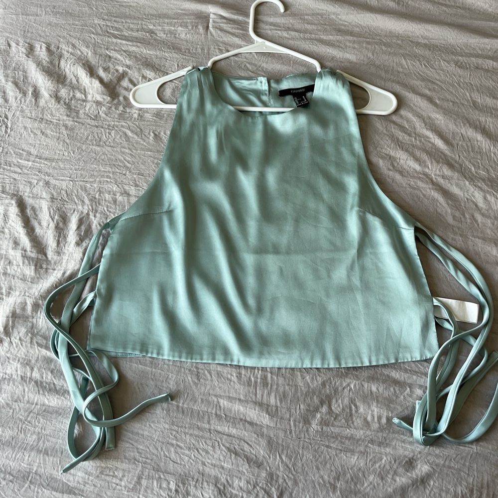 Forever 21 Light Green Tie-Side Tank Top